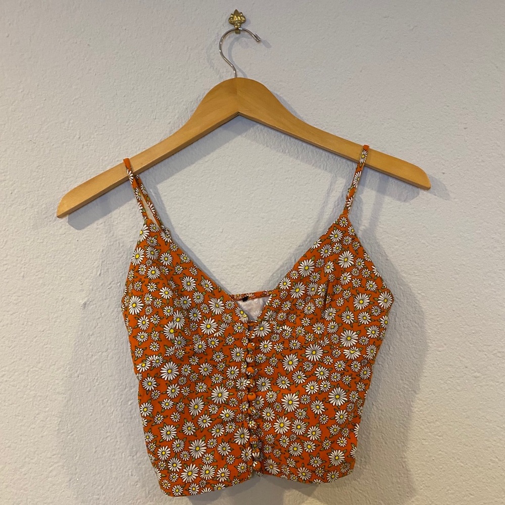 Floral Orange And White Crop Top